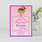 Invitation de fête d'anniversaire de gymnaste de (Debout devant)