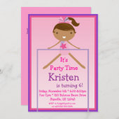 Invitation de fête d'anniversaire de gymnaste de (Devant / Derrière)