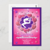Invitation de fête d'anniversaire de gymnastique r (Devant / Derrière)