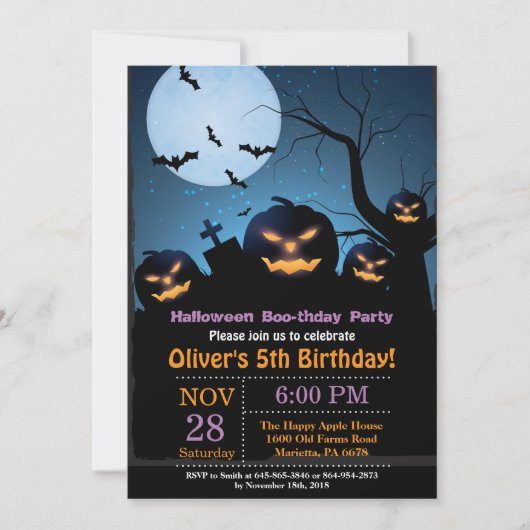 Invitation de fête d'anniversaire de Halloween (Devant)