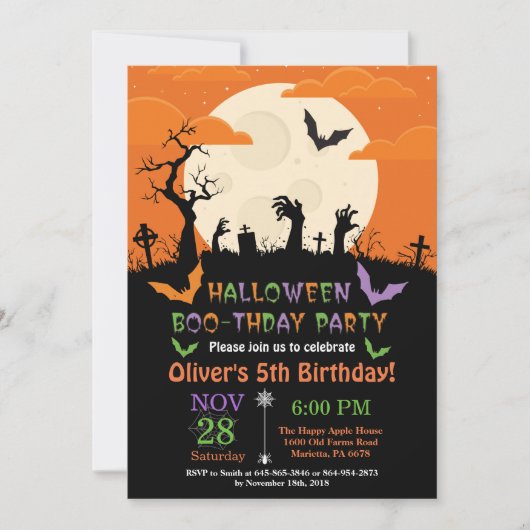 Invitation de fête d'anniversaire de Halloween (Devant)