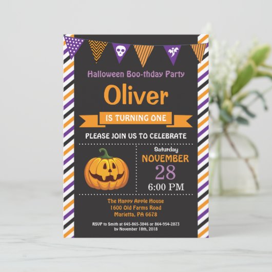 Invitation de fête d'anniversaire de Halloween (Debout devant)