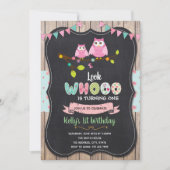 Invitation de fête d'anniversaire de hibou (Devant)