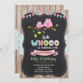 Invitation de fête d'anniversaire de hibou (Devant / Derrière)