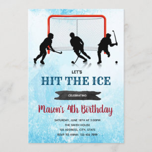 Invitation de fête d'anniversaire de hockey sur