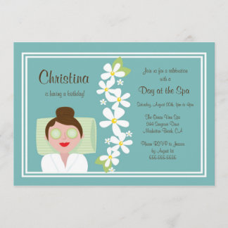 Invitation de fête d'anniversaire de jour de spa