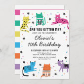 Invitation de fête d'anniversaire de Kitty Cat (Devant / Derrière)