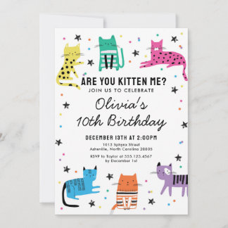 Invitation de fête d'anniversaire de Kitty Cat