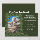 Invitation de fête d'anniversaire de koala (Devant / Derrière)