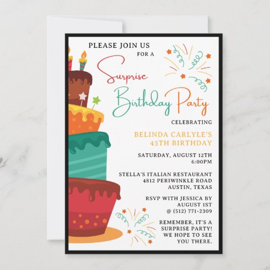 Invitation de fête d'anniversaire de la Cake Tower (Devant)