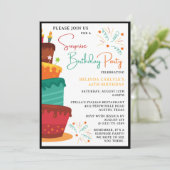 Invitation de fête d'anniversaire de la Cake Tower (Debout devant)