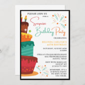 Invitation de fête d'anniversaire de la Cake Tower (Devant / Derrière)