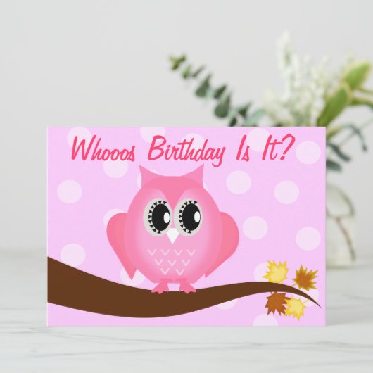 Invitation de fête d'anniversaire de la Chouette r (Debout devant)