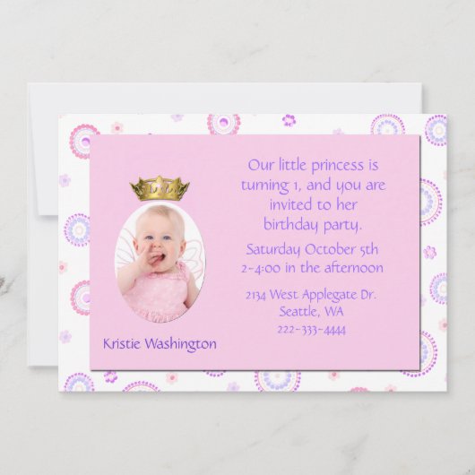 Invitation de fête d'anniversaire de la couronne (Devant)