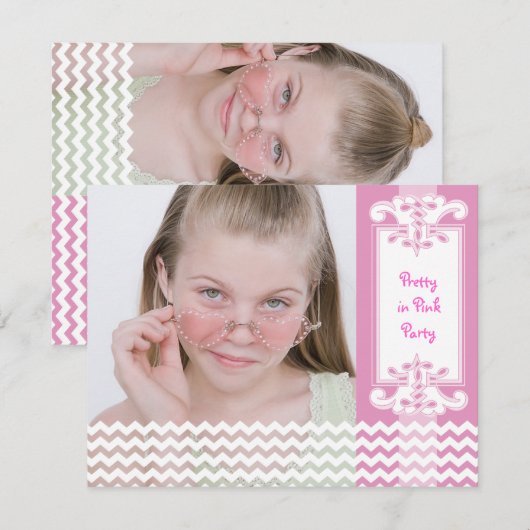 Invitation de fête d'anniversaire de la fille (Devant / Derrière)