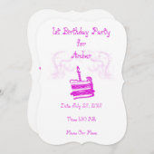 Invitation de fête d'anniversaire de la fille (Devant / Derrière)
