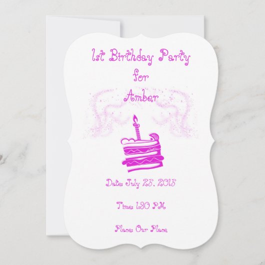Invitation de fête d'anniversaire de la fille (Devant)