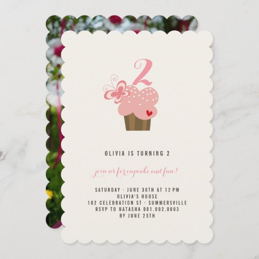 Invitation de fête d'anniversaire de la fille Cupc (Devant / Derrière)