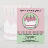 Invitation de fête d'anniversaire de la fille rose (Devant / Derrière)