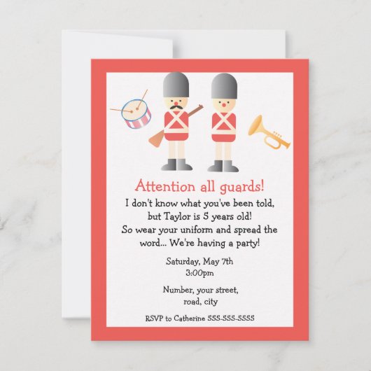 Invitation de fête d'anniversaire de la garde de (Devant)