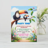 Invitation de fête d'anniversaire de la Jungle tro (Debout devant)