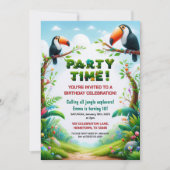 Invitation de fête d'anniversaire de la Jungle tro (Devant)