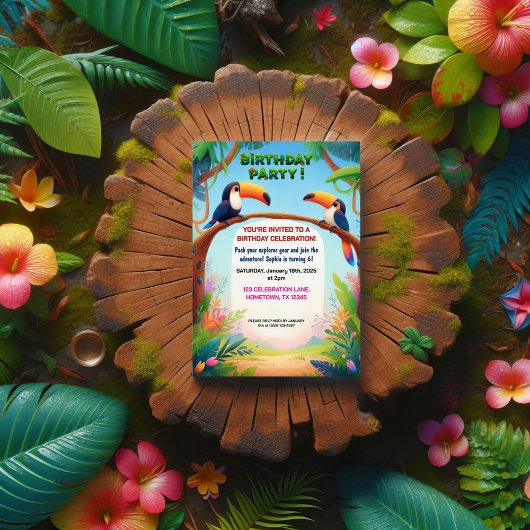 Invitation de fête d'anniversaire de la Jungle tro