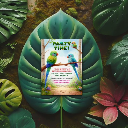 Invitation de fête d'anniversaire de la Jungle tro