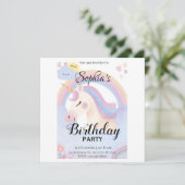Invitation de fête d'anniversaire de la licorne mo (Debout devant)