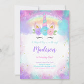 Invitation de fête d'anniversaire de la licorne mo (Devant)