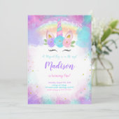 Invitation de fête d'anniversaire de la licorne mo (Debout devant)
