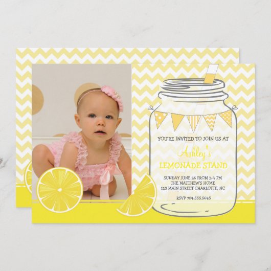 Invitation de fête d'anniversaire de la limonade (Devant / Derrière)