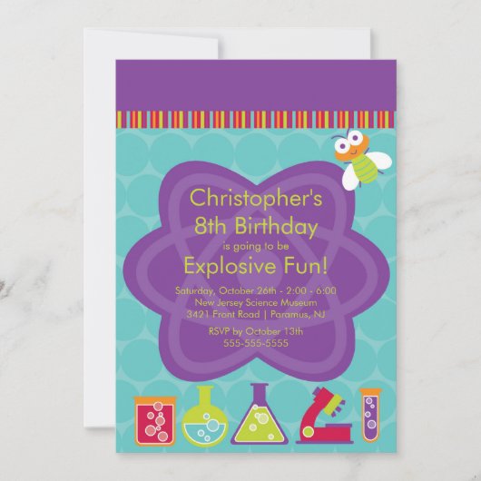 Invitation de fête d'anniversaire de la Science (Devant)