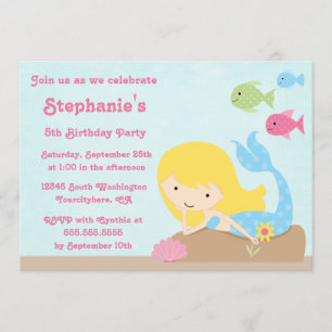 Invitation de fête d'anniversaire de la sirène de
