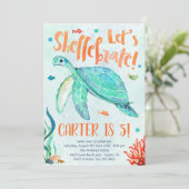 Invitation de fête d'anniversaire de la tortue de  (Debout devant)