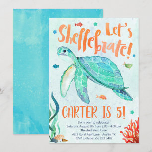 Invitation de fête d'anniversaire de la tortue de