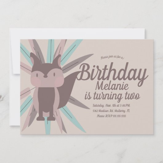 Invitation de fête d'anniversaire de la tribu Cute (Devant)