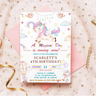Invitation de fête d'anniversaire de la Unicorn, P