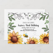 Invitation de fête d'anniversaire de l'abeille de  (Devant / Derrière)