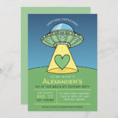 Invitation de fête d'anniversaire de l'Alien OVNI (Devant / Derrière)