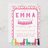 Invitation de fête d'anniversaire de lama (Devant)