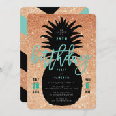 Invitation de fête d'anniversaire de l'ananas Part (Devant / Derrière)
