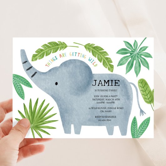 Invitation de fête d'anniversaire de l'éléphant