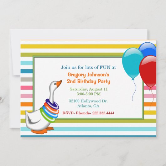 Invitation de fête d'anniversaire de l'enfant (Devant)
