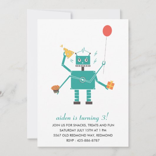 Invitation de fête d'anniversaire de l'enfant de (Devant)