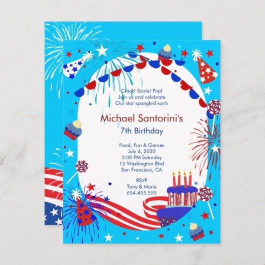 Invitation de fête d'anniversaire de l'enfant de (Devant / Derrière)