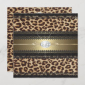 Invitation de fête d'anniversaire de léopard (Devant / Derrière)