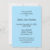 Invitation de fête d'anniversaire de l'équine bleu (Dos)