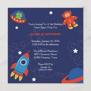 invitation de fête d'anniversaire de l'espace