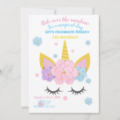 Invitation de fête d'anniversaire de licorne de (Devant)